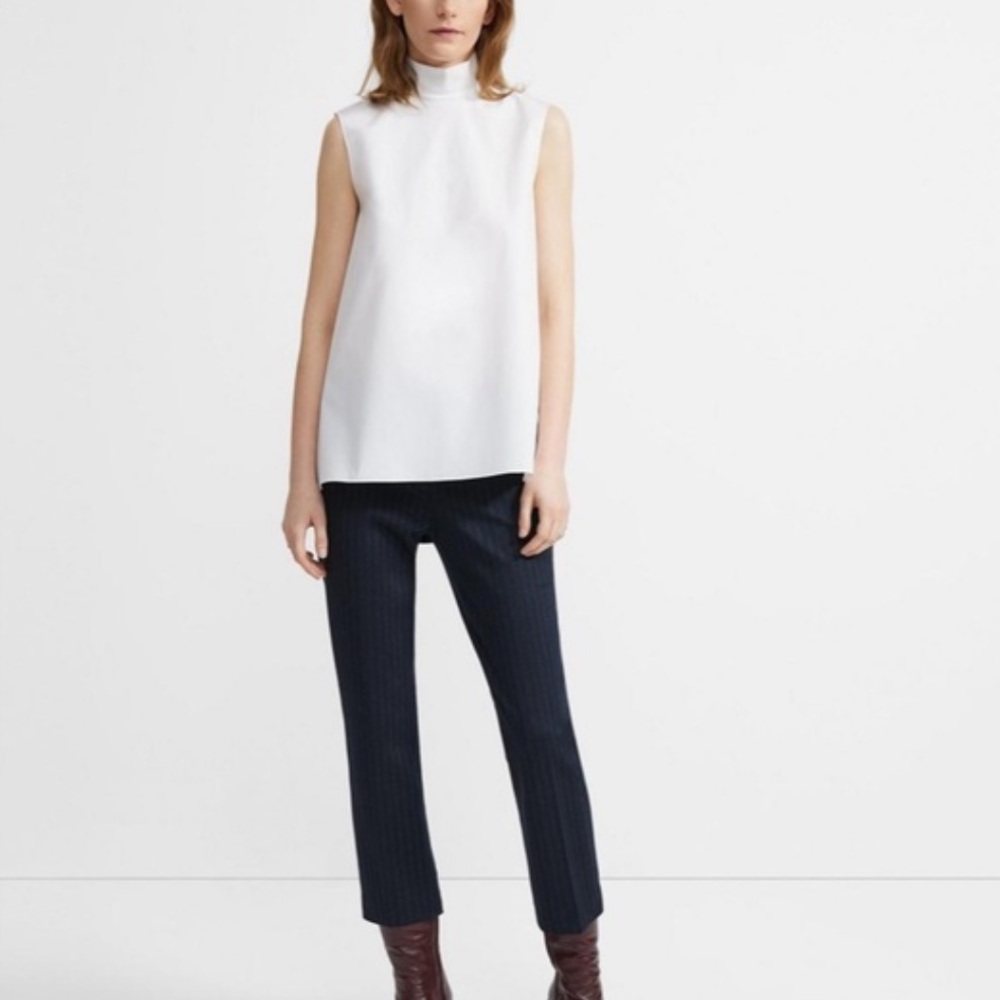Theory Tailored Trousers in Navy/Charcoal Stripe Knit
